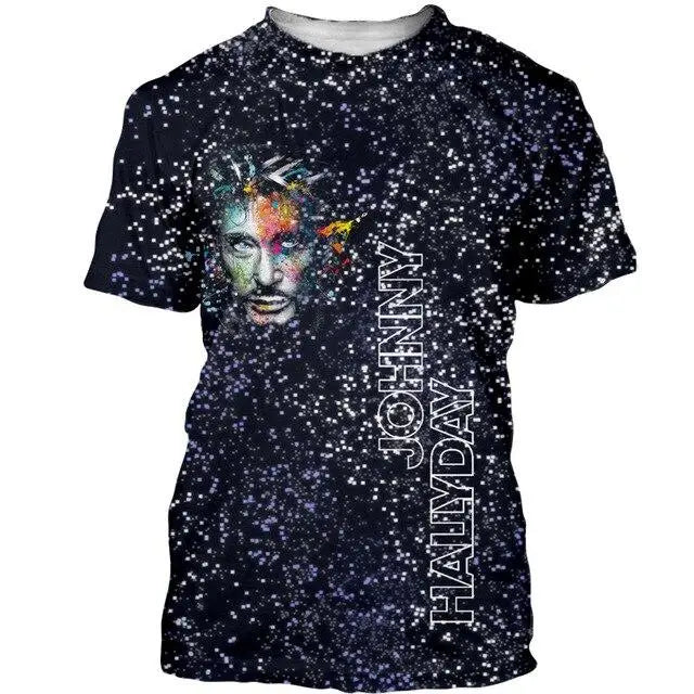 T-shirt Johnny Hallyday Occasion - Homme - Noir - Taille XL (Très Bon état)
