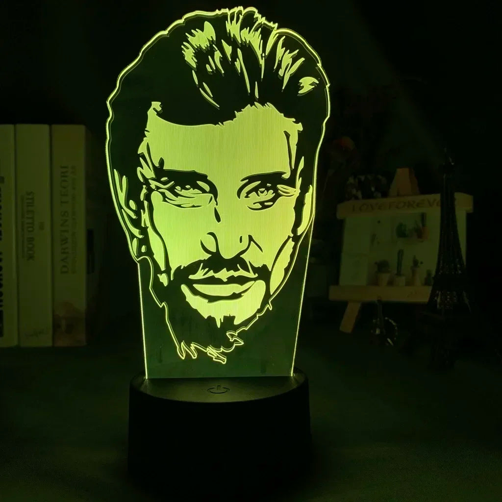 Lampe LED Johnny Hallyday - Décoration Murale Style Art Déco, Noire