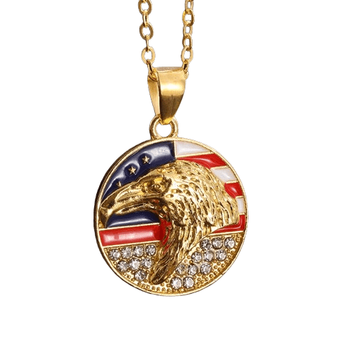 Collier pendentif Johnny Hallyday Médaillon Aigle America – Le Taulier