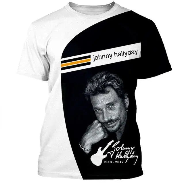T-shirt De Collection Johnny Hallyday - Taille L, Coton, Manches Courtes, Noir, Neuf Sans étiquettes