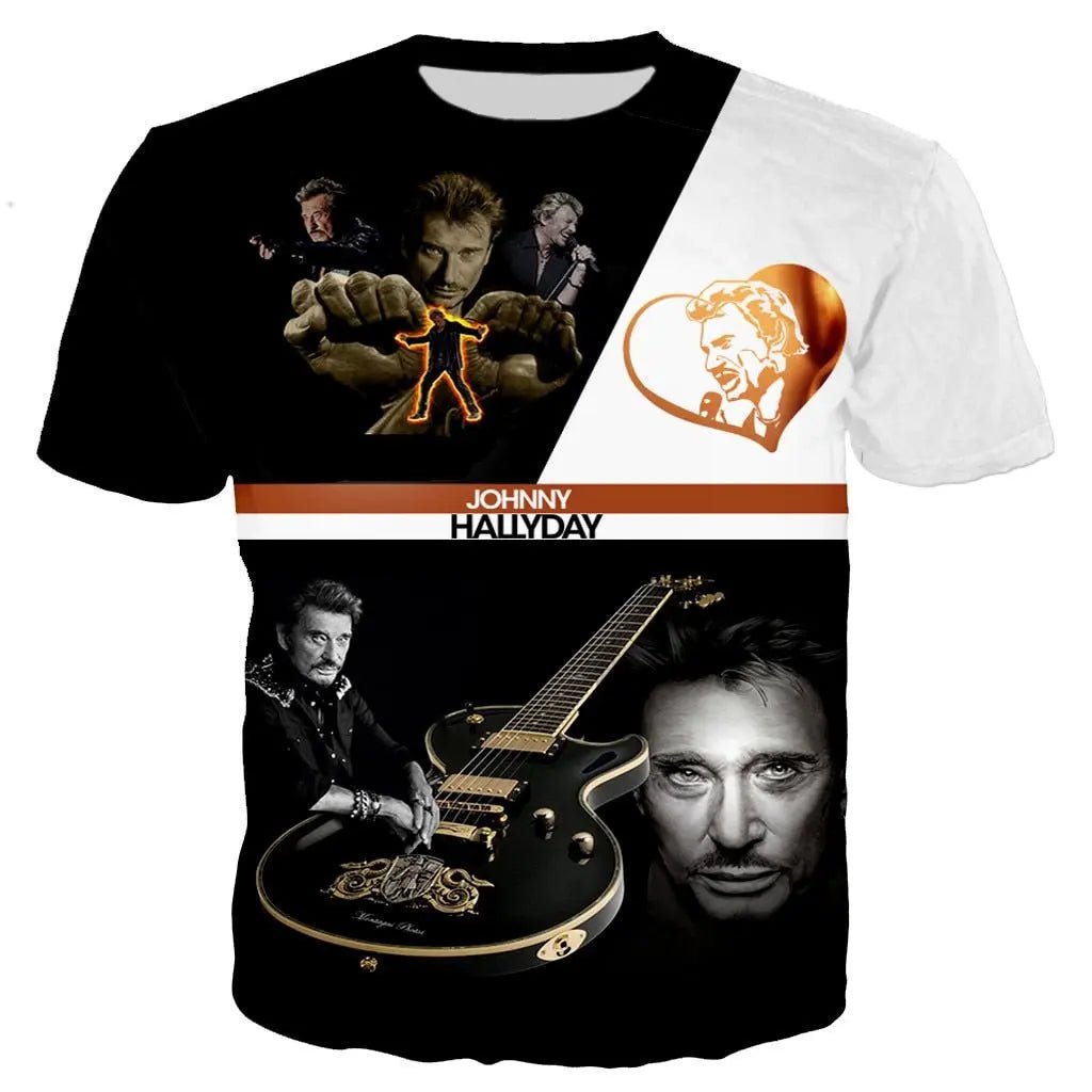 T-shirt Johnny Hallyday 'Hallyday Forever' - Taille L, Gris Anthracite, Neuf